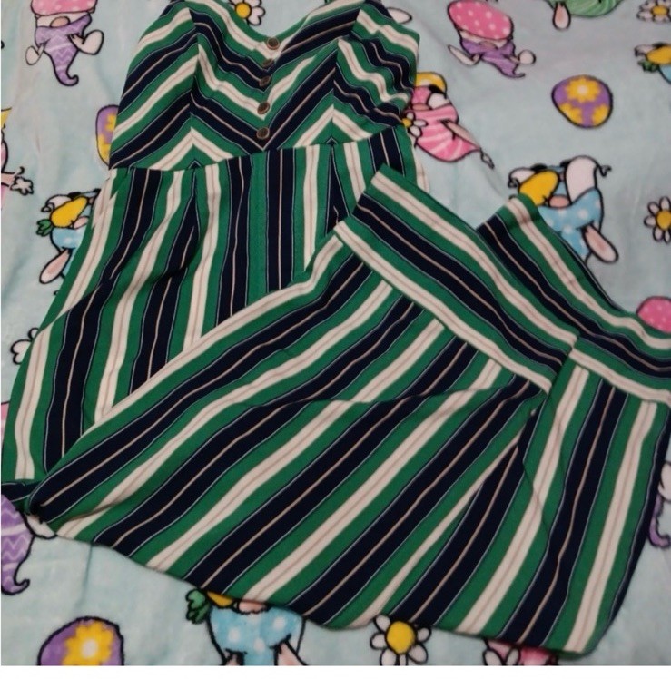 Ivory Polyester Striped Jumpsuits & Rompers for Women in good condition size L