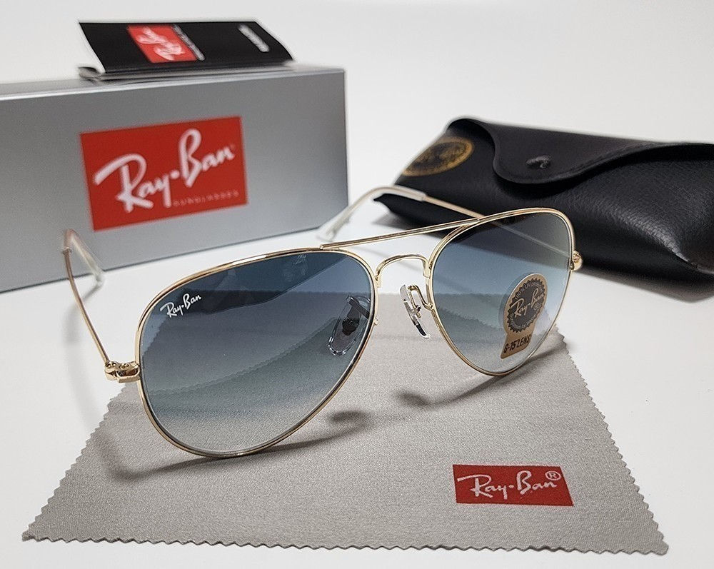 Ray-Ban RB3025 Aviator Sunglasses Gold Frame Blue Gradient Lens UV400