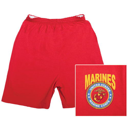 Marine Corps Red Workout Shorts – New USMC w/ Eagle Globe and Anchor Shorts