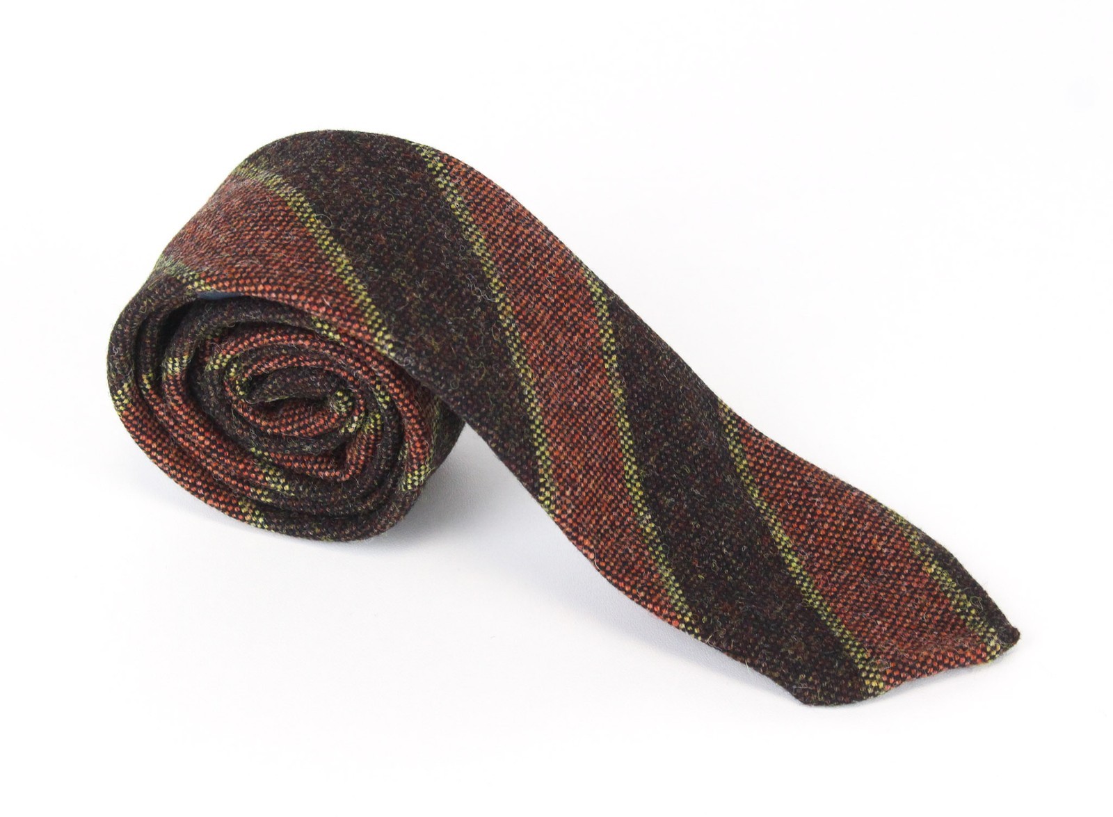 Suitsupply Men Tie 150 x 8 cm Brown Wool Striped Pattern Regular