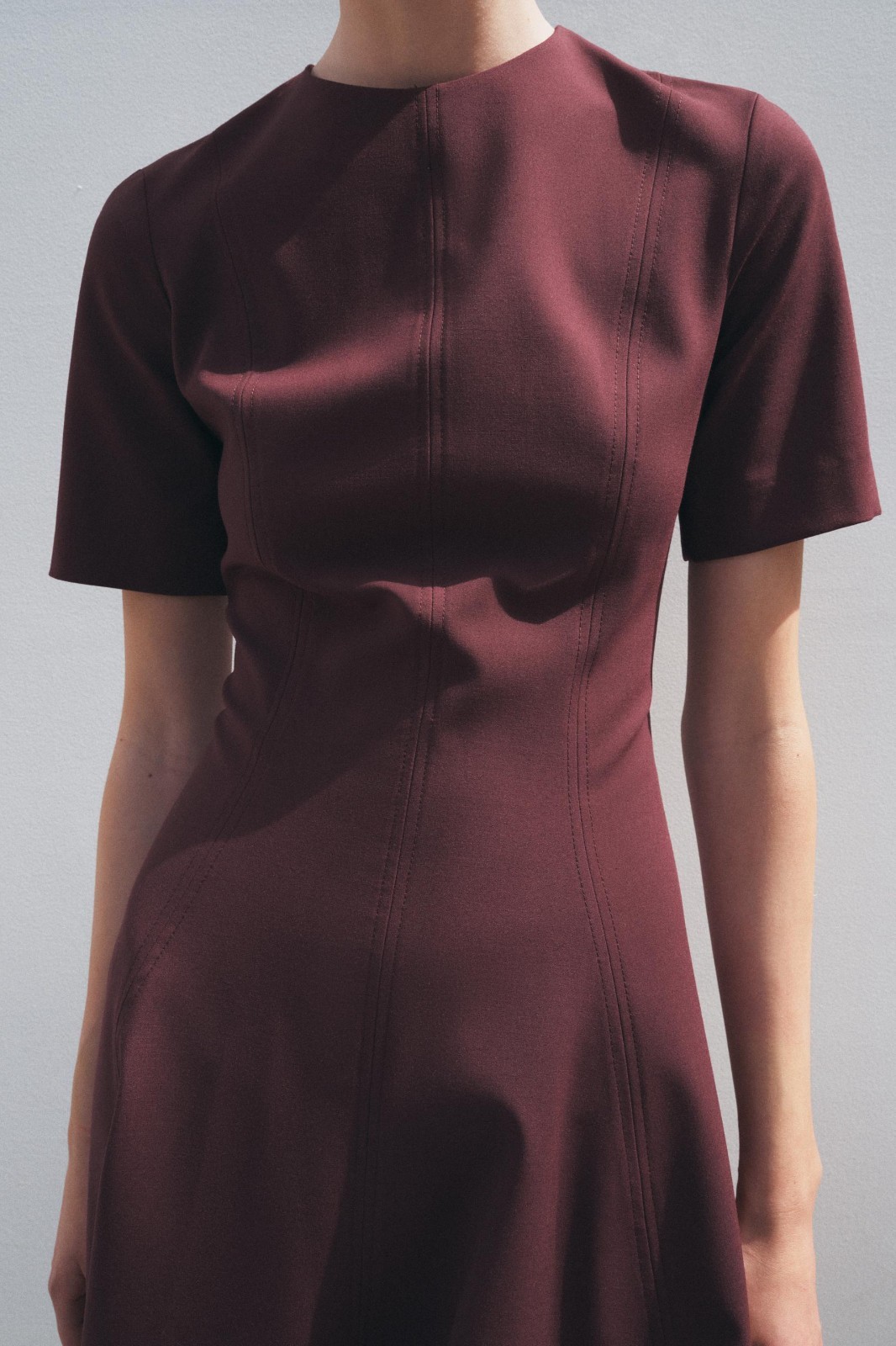 ZARA NWT WOMAN SS25 GODETS MIDI DRESS ZW COLLECTION BURGUNDY 2648/952_S-XL