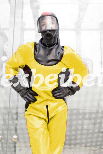 New Latex Catsuit Full Body 100% Rubber Hood Men 0.4mm Cosplay 2019 Size S-XXL