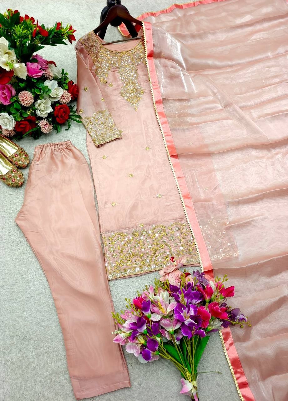 New Launch Peach Salwar Kameez With Dupatta For Indian Festival Wear