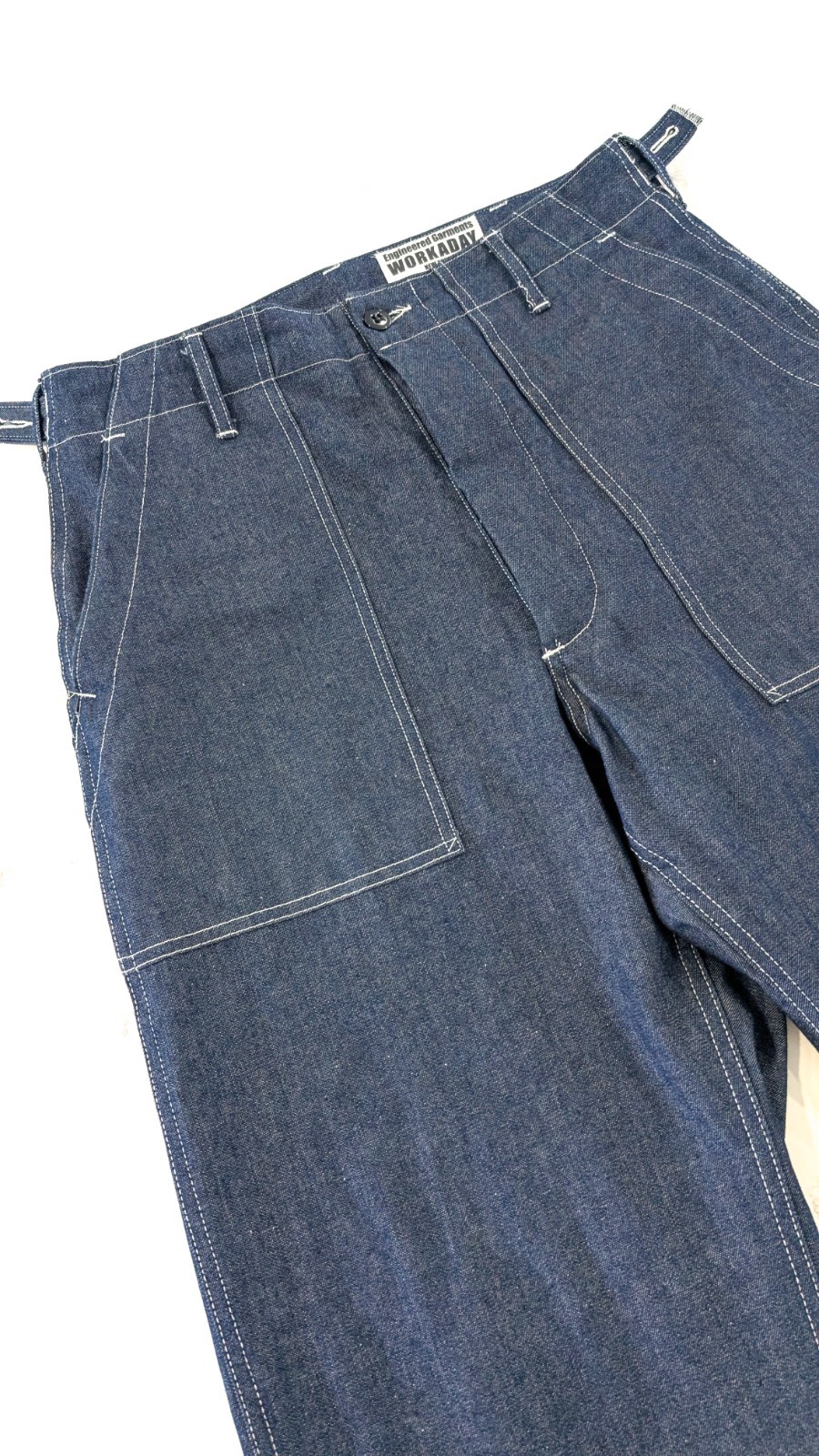 Engineered Garments Workaday Fatigue Pant XS Indigo 8oz Denim Tapered Cinch Blue