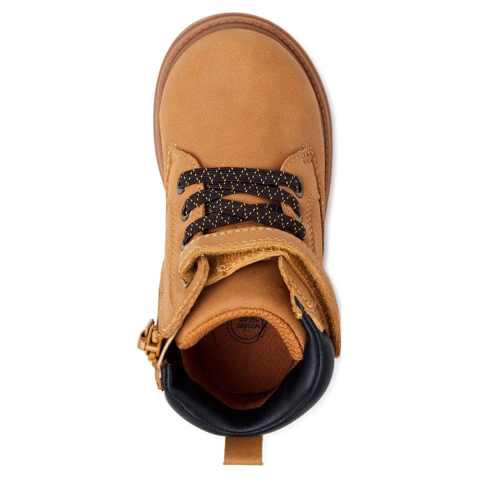 Boys Size 9 Tan Work Boots Trucker Hook Loop Strap Side Zip Slip On Brown Kid Ne