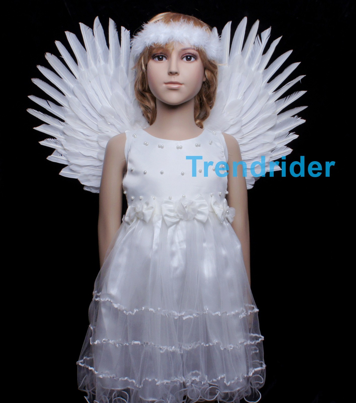 Children’s White Feather Angel Wings Halo Pointing Up or Down 4-piece Value Pack