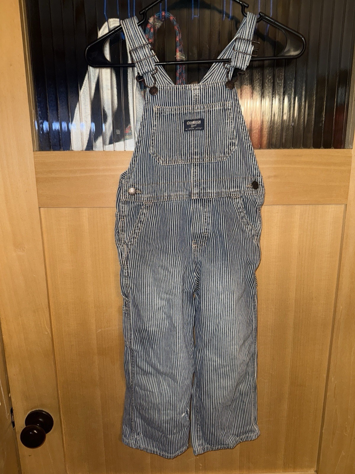 Vintage OshKosh B’Gosh Striped Vestbak Denim Overalls Train 5