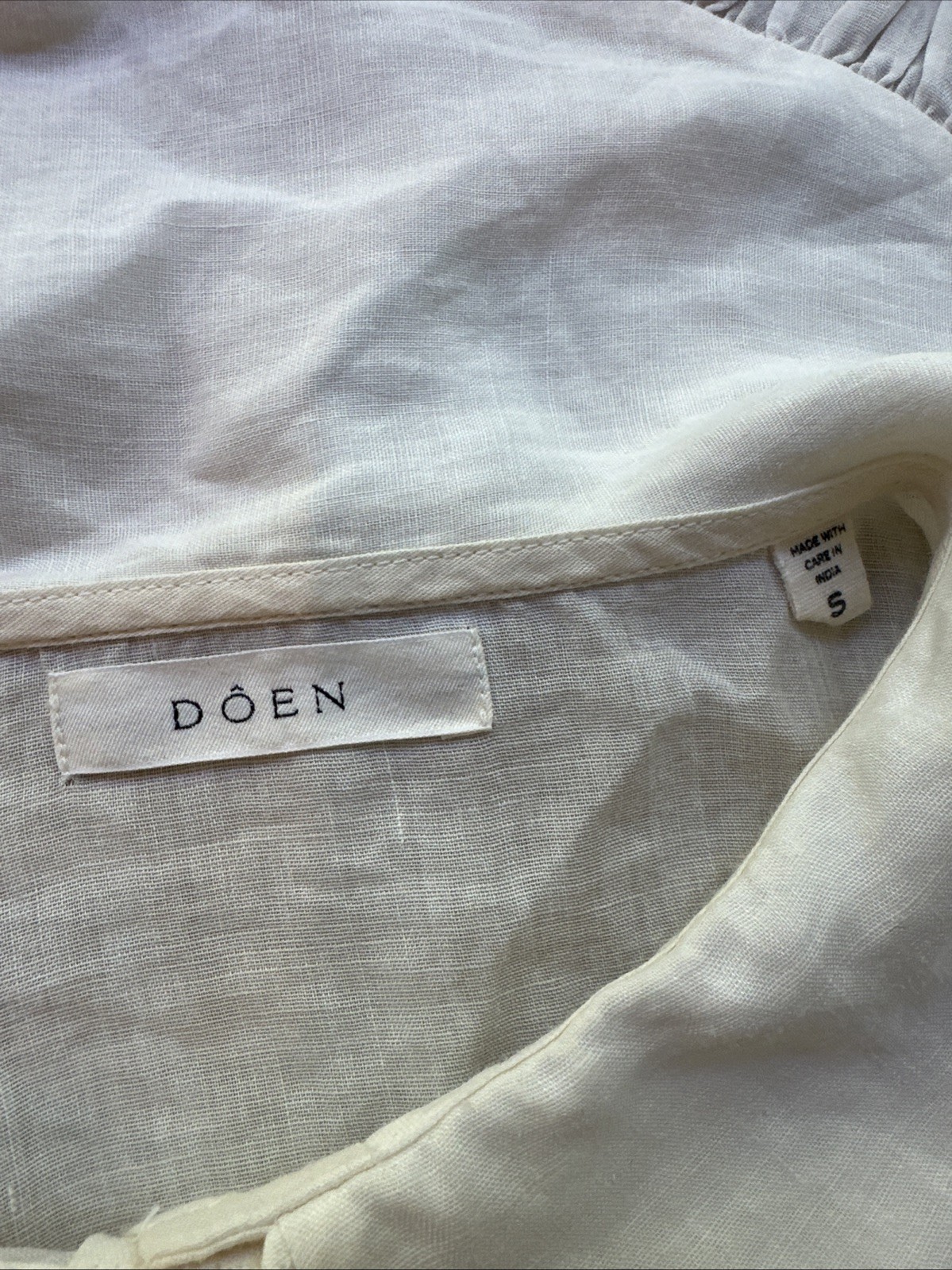 Doen Sparrow Top Small White Ramie Puff Sleeve RARE Cropped