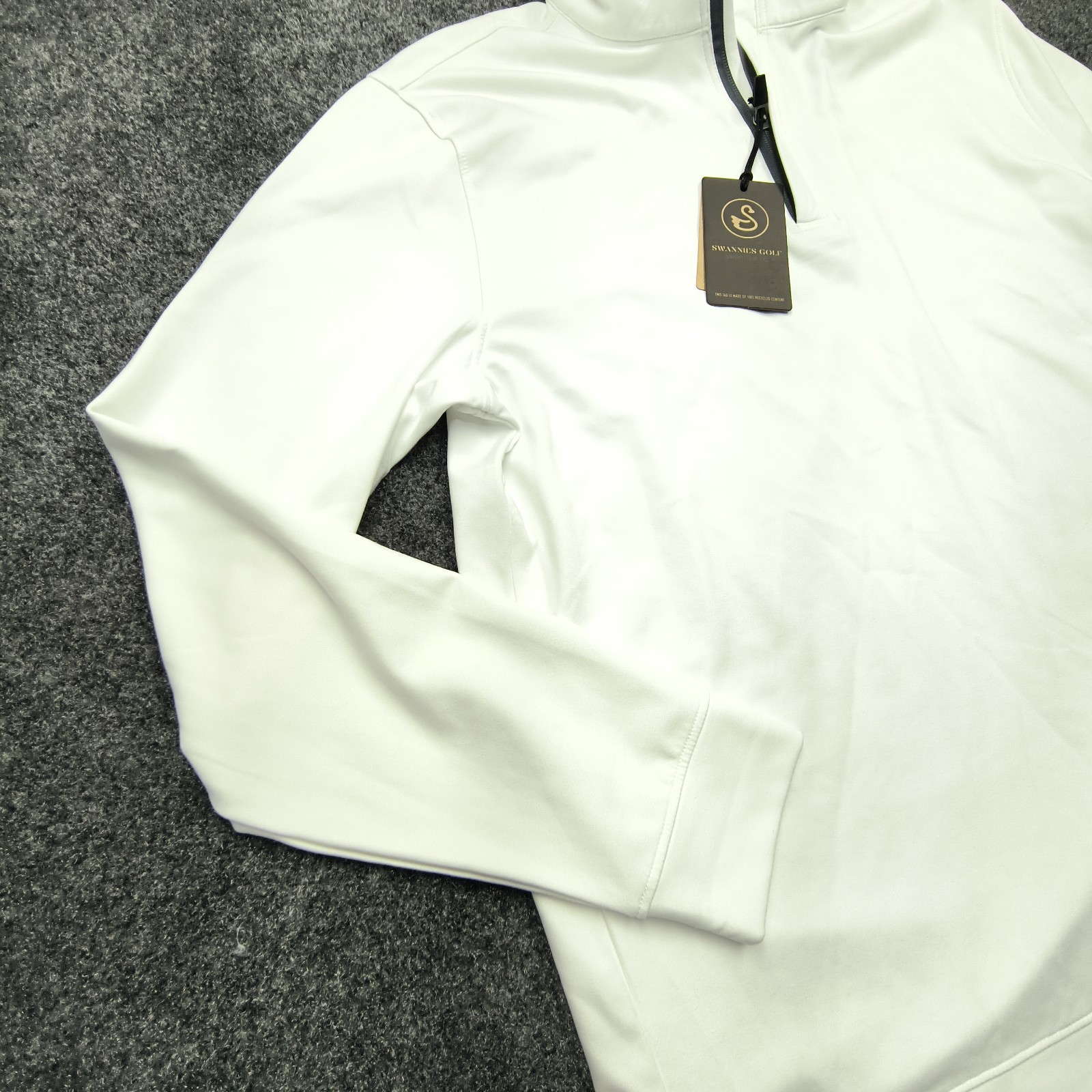 Swannies McKinnon Q Quarter Zip Men’s L White 1/4 Zip Mock Neck Golf Pullover