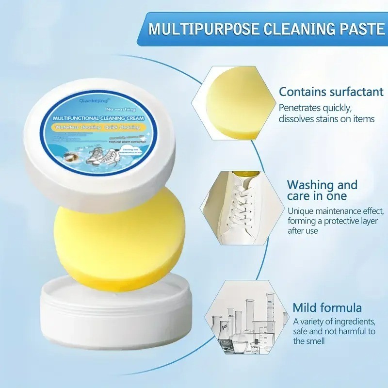 Shoe Cleaning Cream Multi-Functional Cleaning & Stain Removal Cream with Sponge