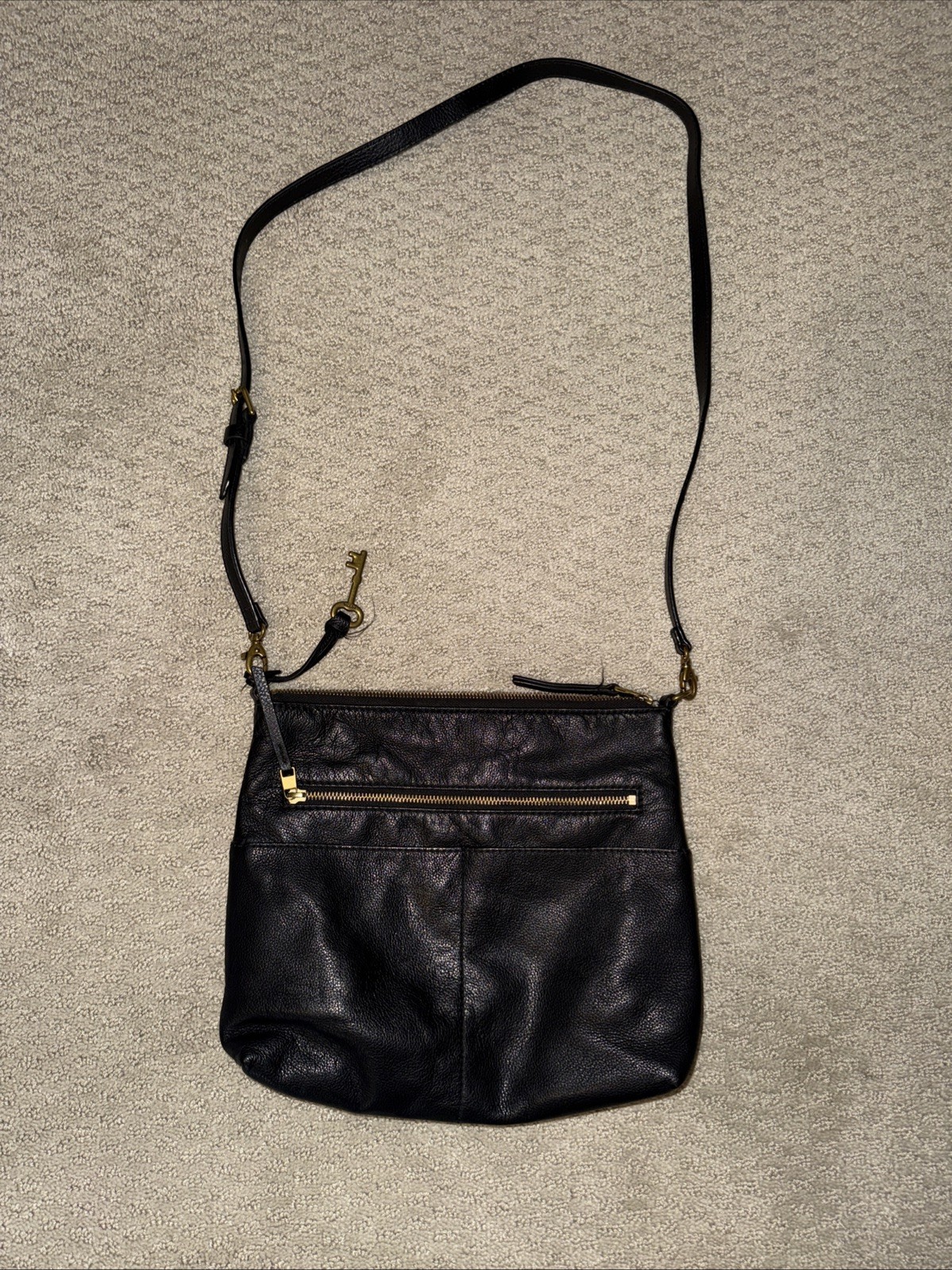 Fossil Crossbody Bag in Black Leather Excellent Condition