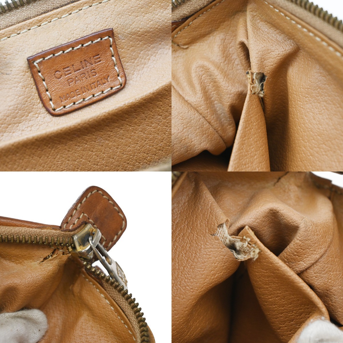 CELINE Logo Macadam Pattern Pouch PVC Leather Brown GHW Italy 01MA729