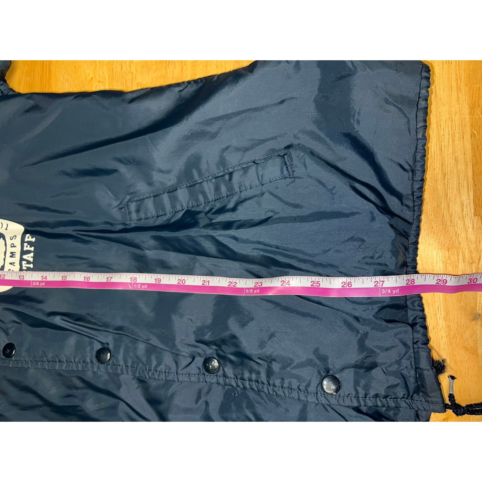 Vintage Sports Master Bomber Jacket Blue Button Up French Creek Camps Staff 80s