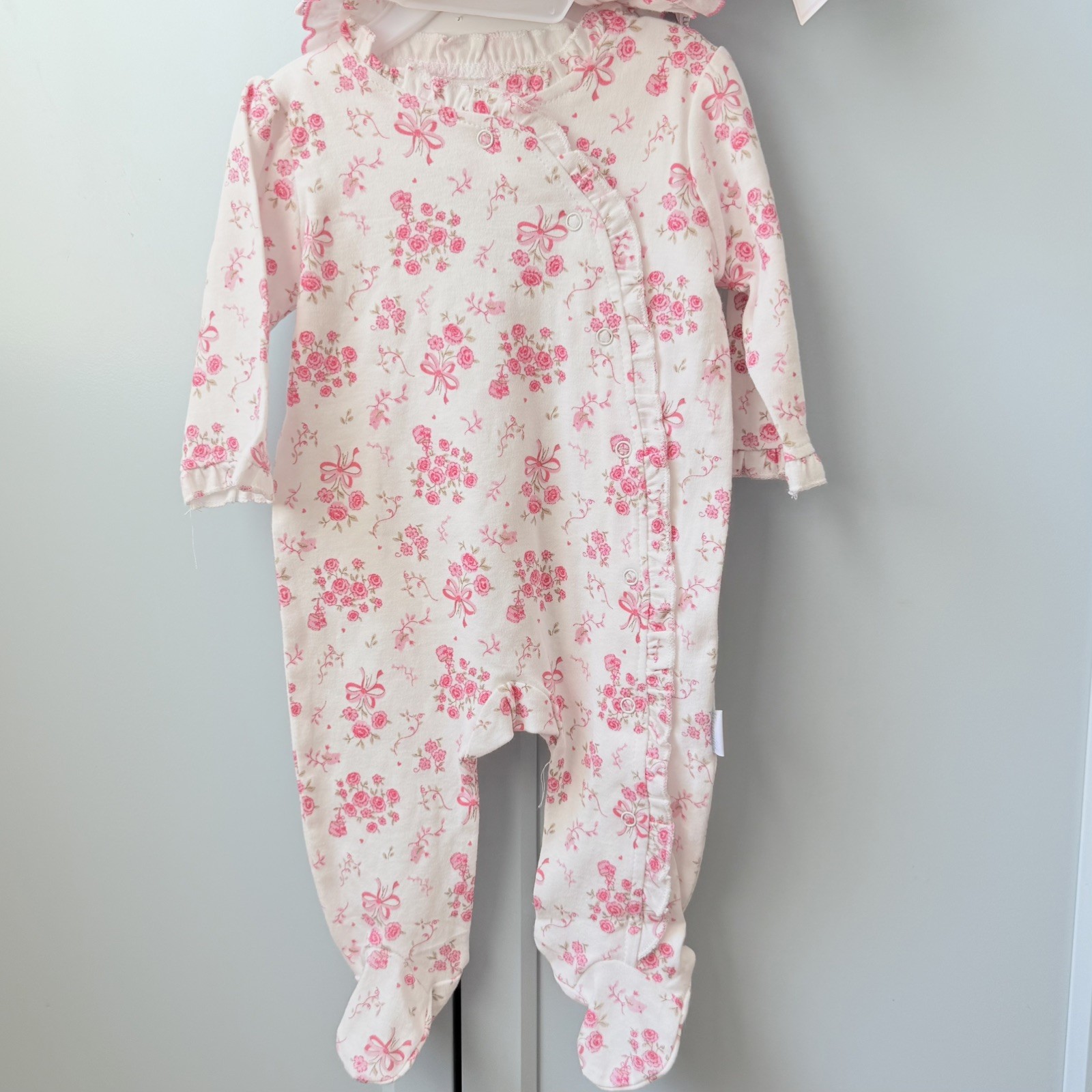 NWT Vitamins Baby Girls Pink Flower Bird 6pc Coverall Pants Bodysuit Bib 0-3M