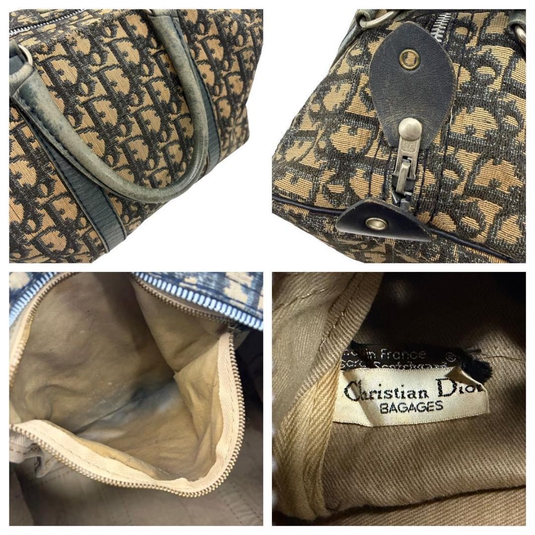 Christian Dior Bag Trotter Mini Boston Canvas Leather Old
