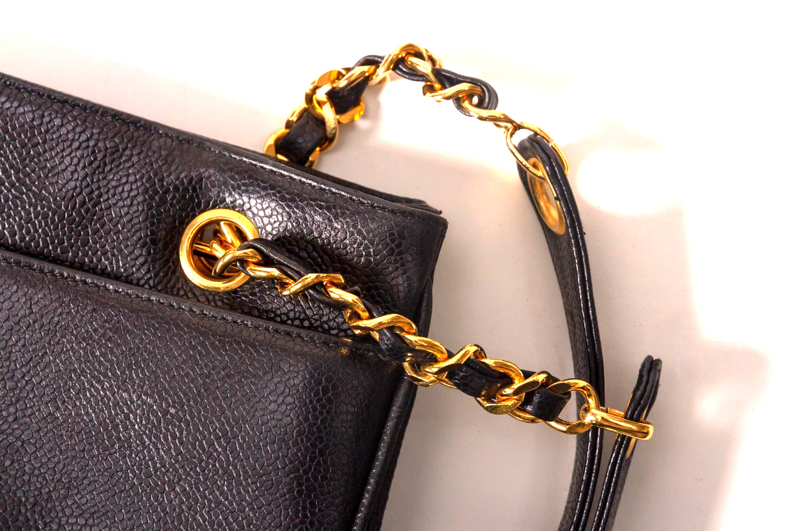 CHANEL Coco Mark Caviarskin Chain Shoulder Tote Bag USED 【Condition Rating SA】