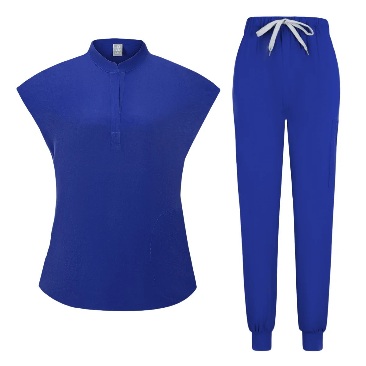 Women’s Medical Scrub Set Sleeveless Top Jogger Pants Clinic Uniform