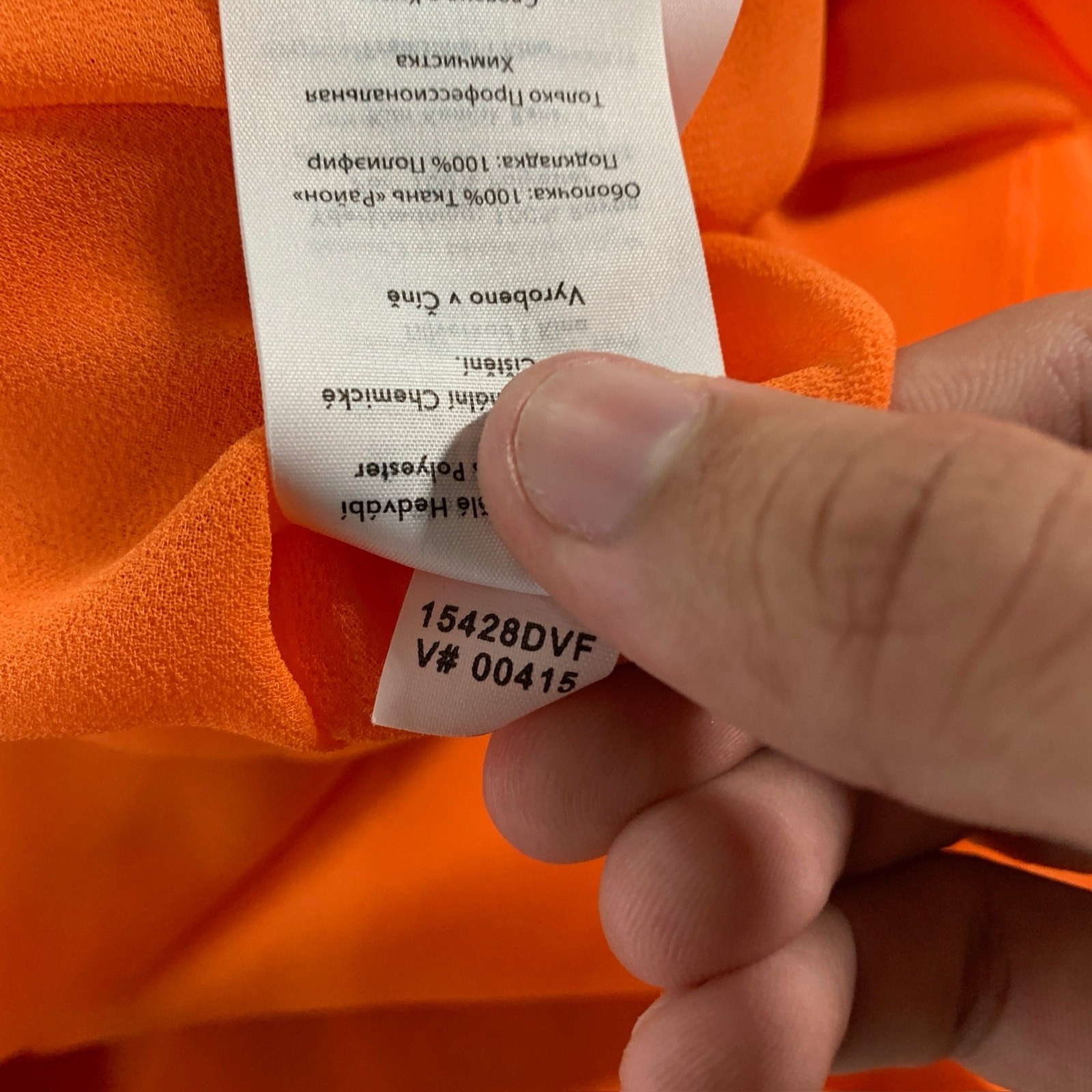 Diane von Furstenberg XS Orange Silk Midi Fit Flare Print Dress Sleeveless *flaw
