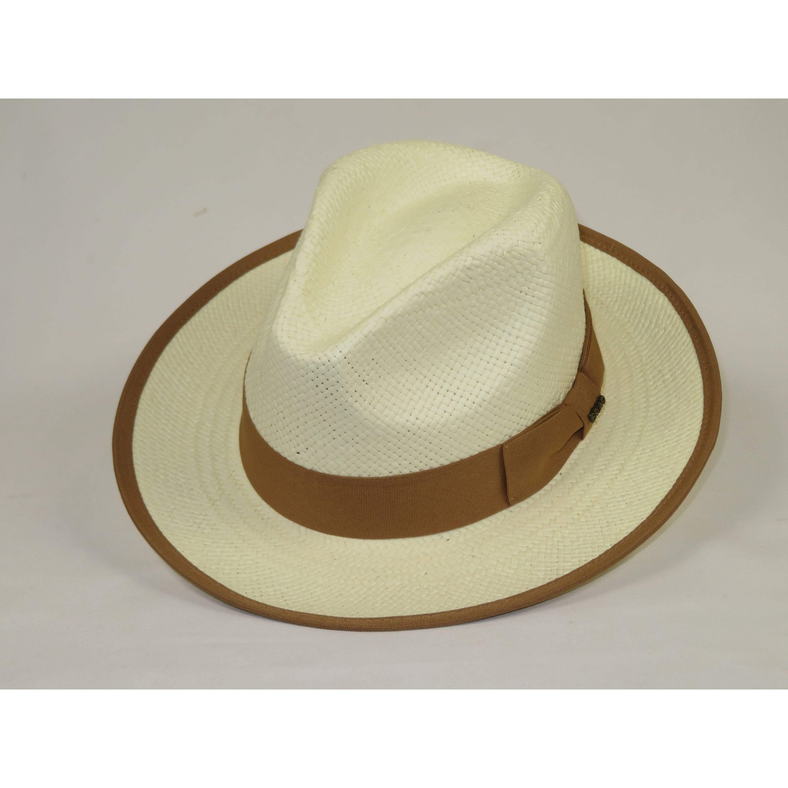 Men’s Bruno Capelo Genuine Straw Hat Snap Brim Fedora PANAMA PM591 Ivory