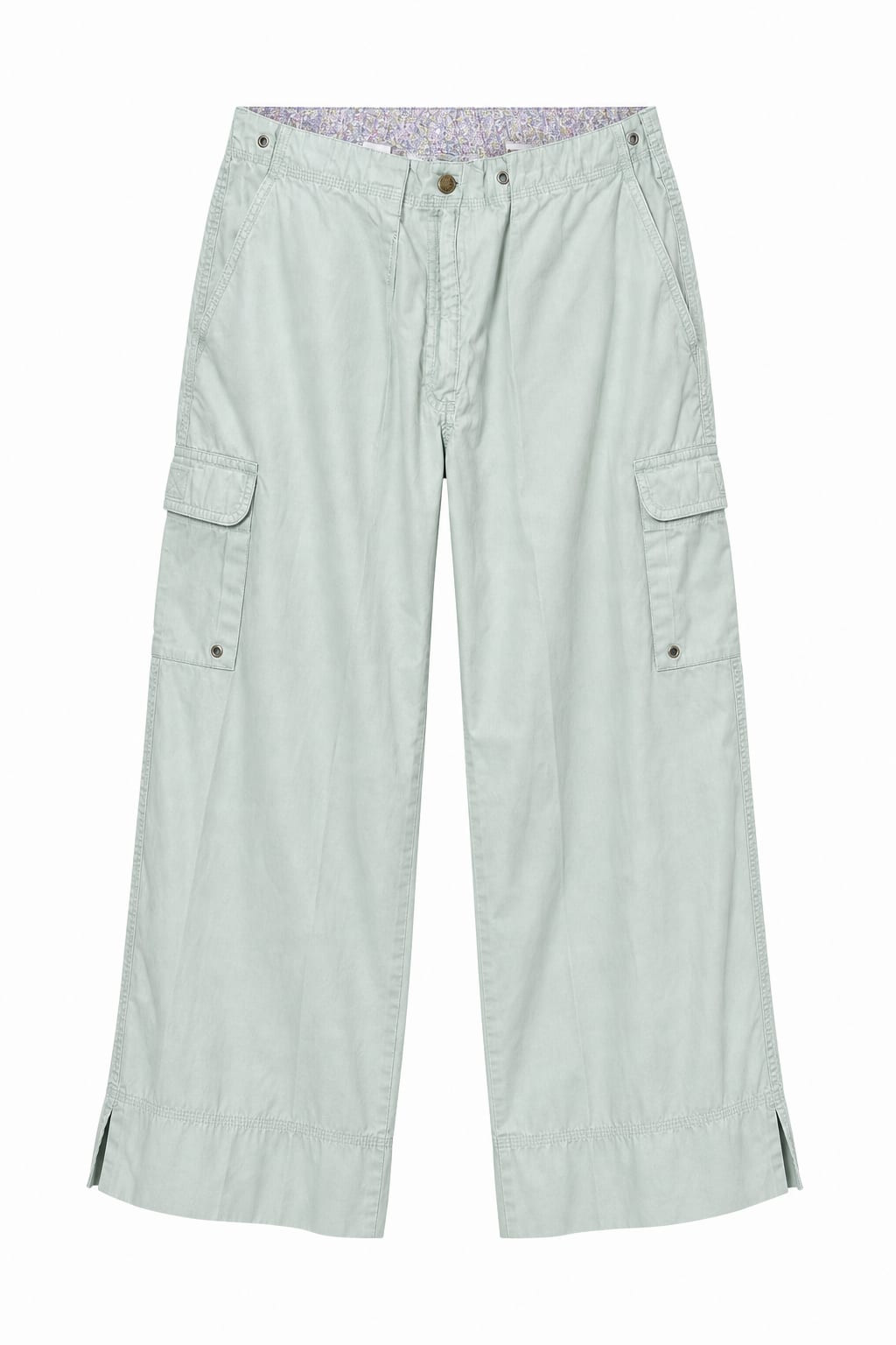 1990s Vintage Grunge Cotton Cargo Pants Light Green Unisex