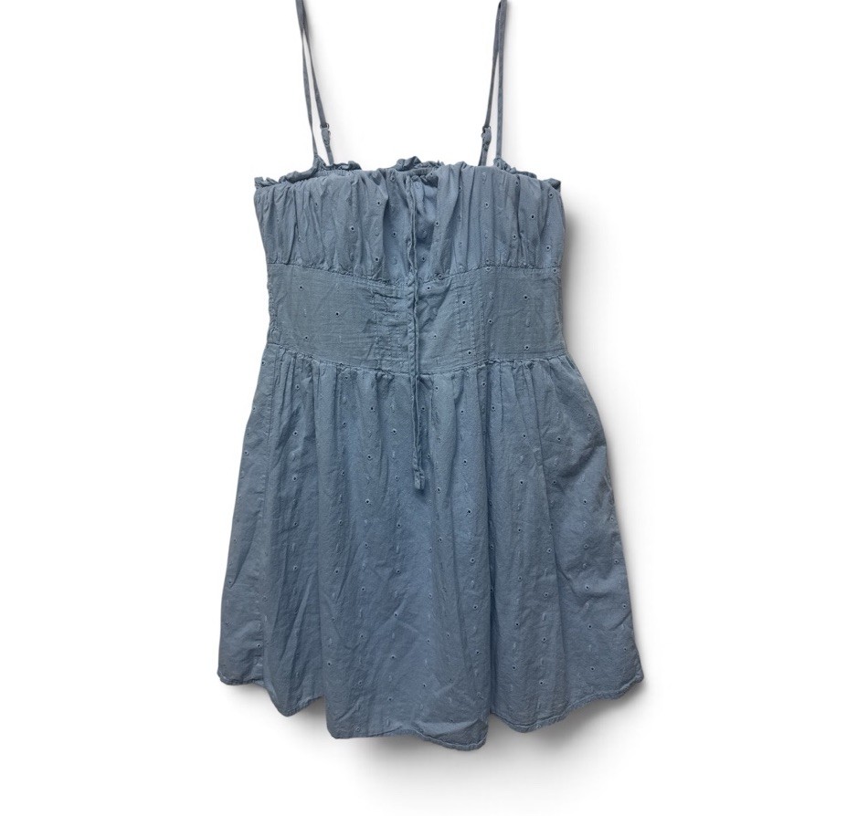 Hesperus Blue Smocked Dress Medium Adjustable Straps Lined Airy Sleeveless
