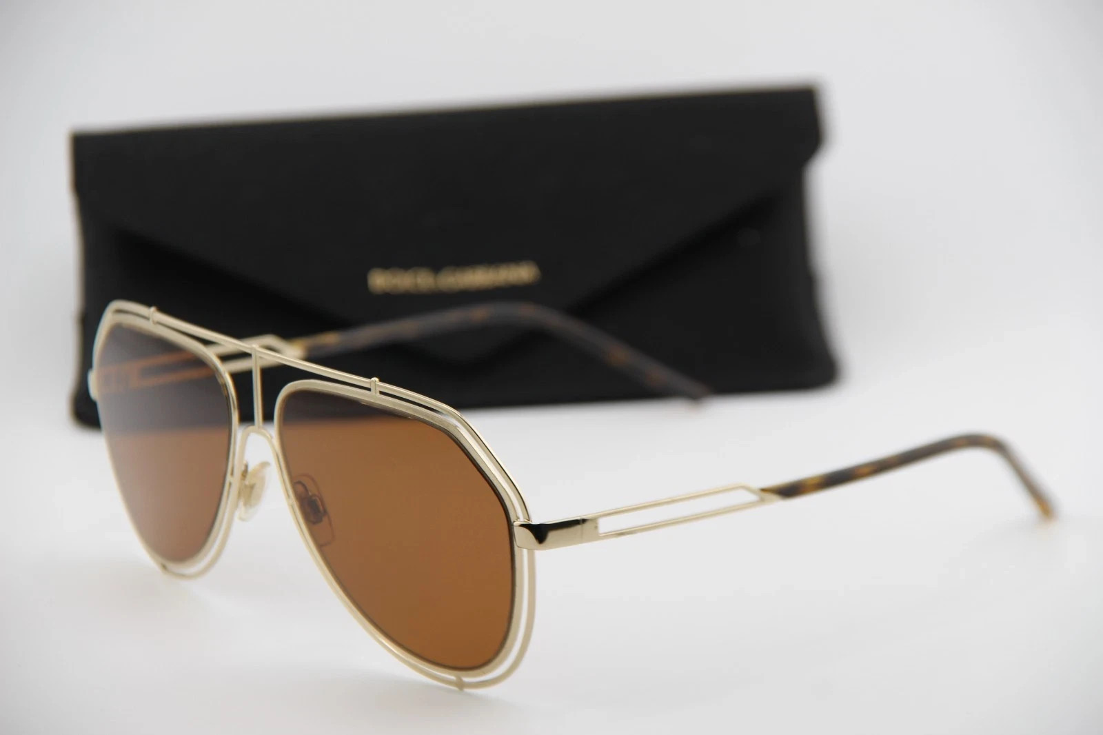 DOLCE & GABBANA DG 2176 488/73 GOLD HAVANA GUNMETAL AUTHENTIC SUNGLASSES 59-15