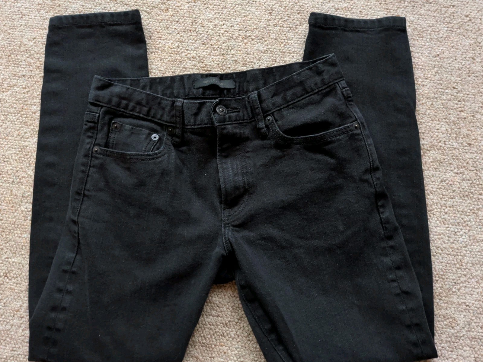 Men’s UNIQLO Stretch Selvedge Slim-Fit Jeans Black 28×34 Used Excellent Cond