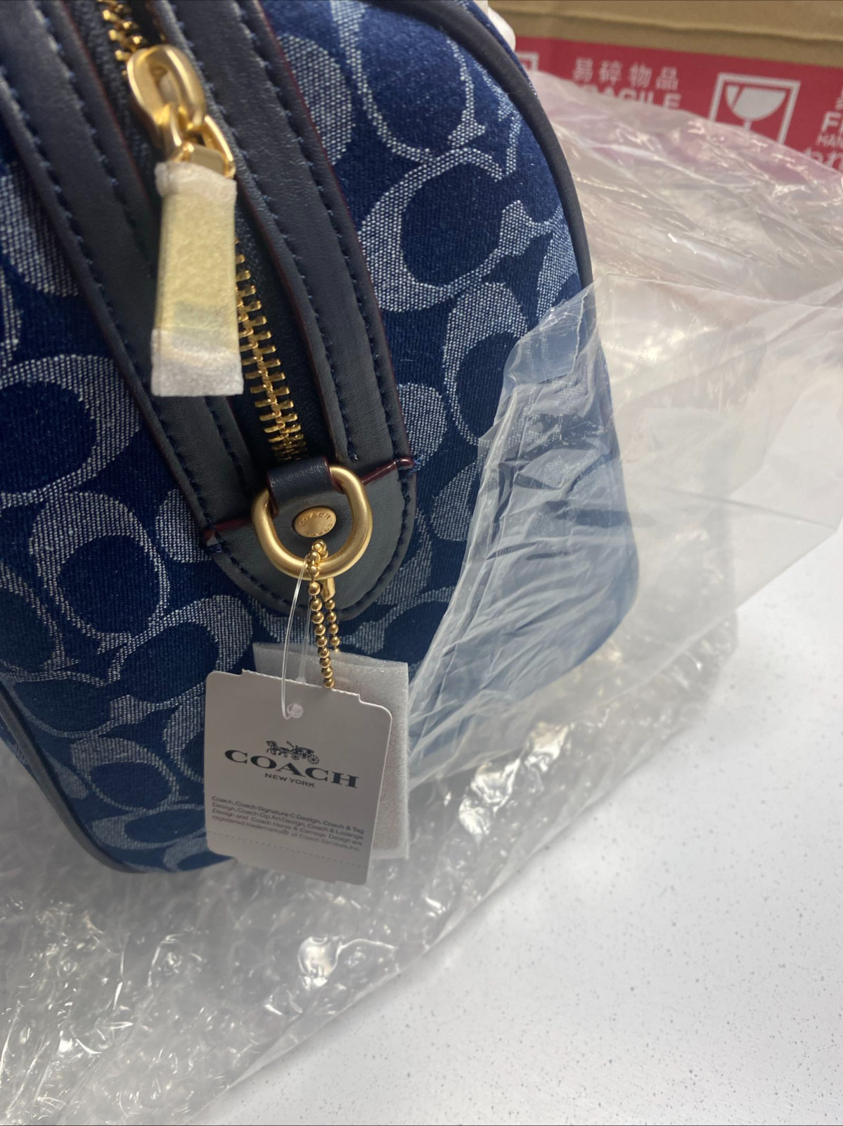 COACH Rowan Large Satchel Signature Denim Leather Crossbody Bag CY699 NEW NWT