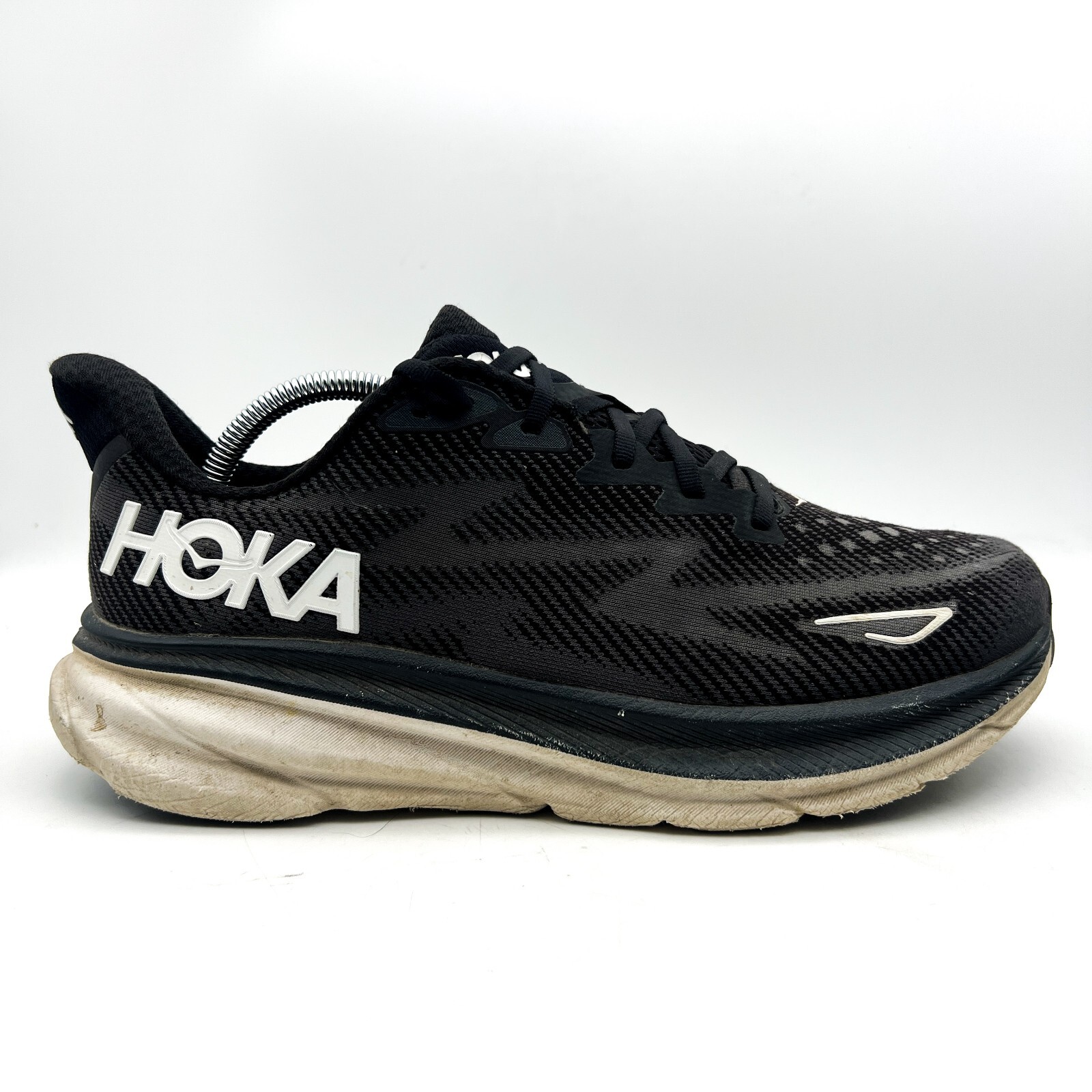 Hoka One One Clifton 9 Mens Size 10.5D Black White Running Shoes 1127895 BWHT