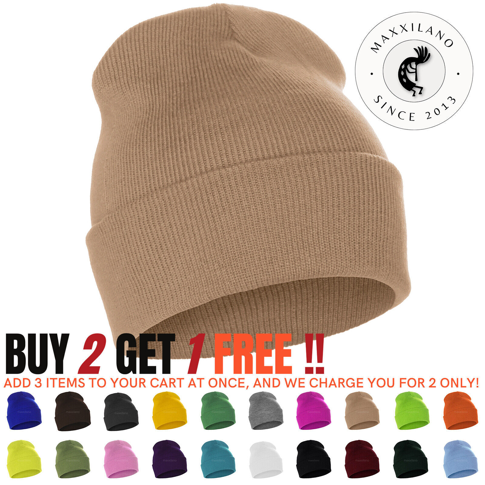 Beanie Hat Men Ribbed Solid Long Knit Ski Cap Warm Skull Winter Cuff Hats