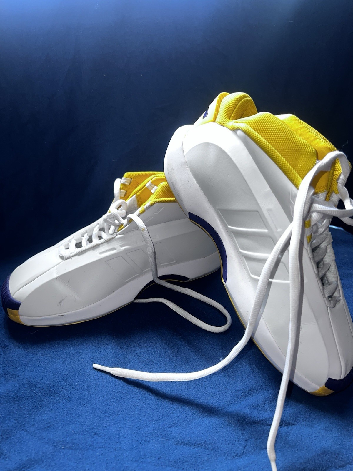 adidas Crazy 1 Kobe Men’s Mid Top Lace-Up Athletic Sneakers White Yellow Purple