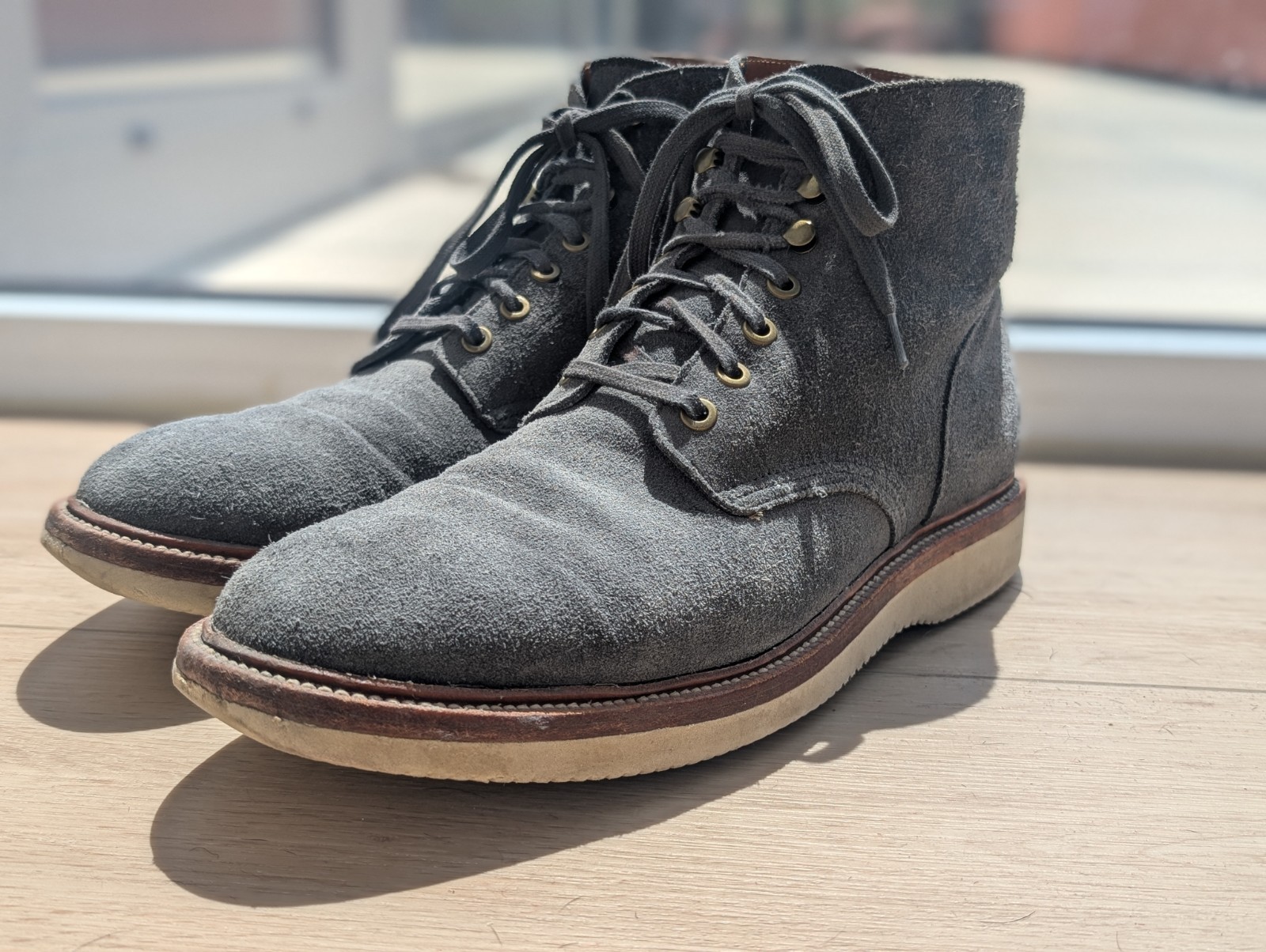 Grant Stone Blue Storm Suede Diesel Boots Lace-Up Vibram Sole Men 11.5D