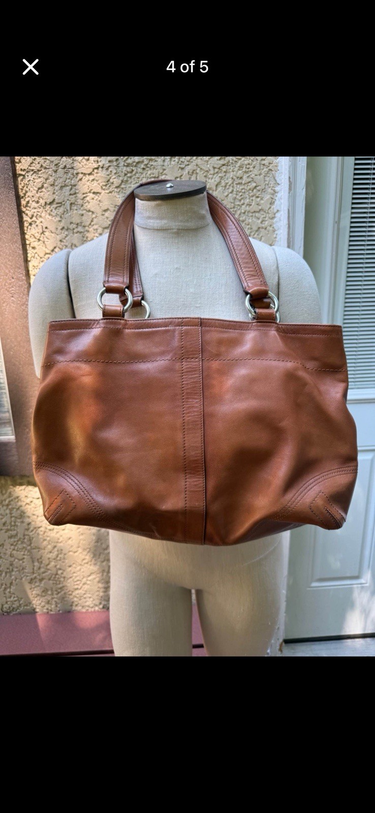 Coach Soho Brown Logo Shoulder Bag Zip Buckle Accent Silver Hardware Pockets