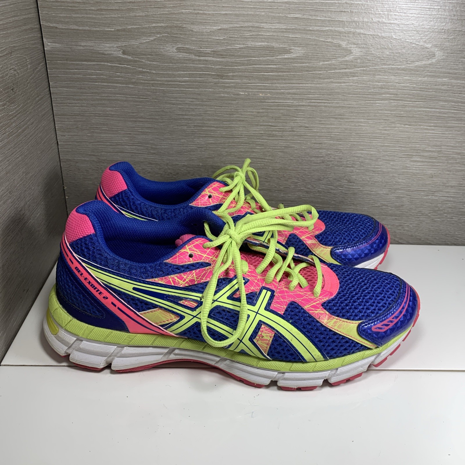 ASICS GEL-Excite 2 Running Athletic Shoes Womens Size 11 T473N Pink Green Blue