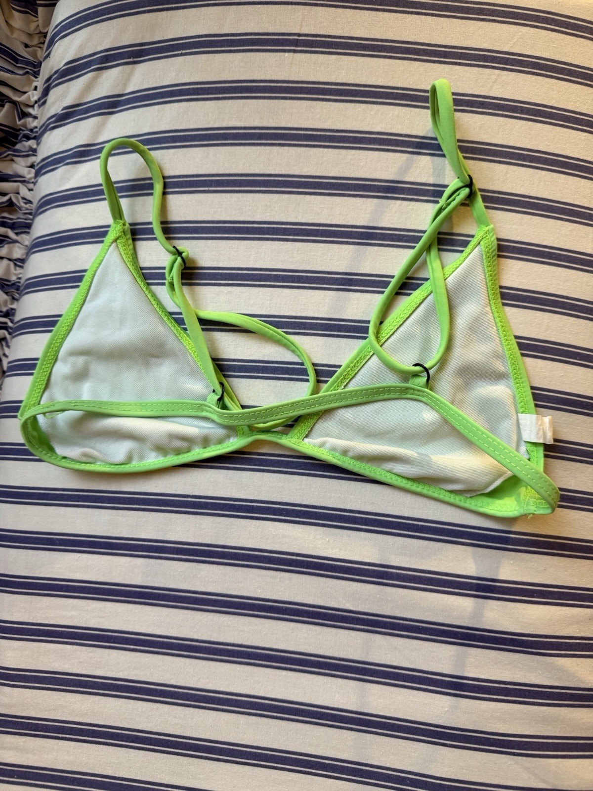 Neon Green Strappy Bikini Set size M 80% nylon 20% spandex pre-owned + Gift