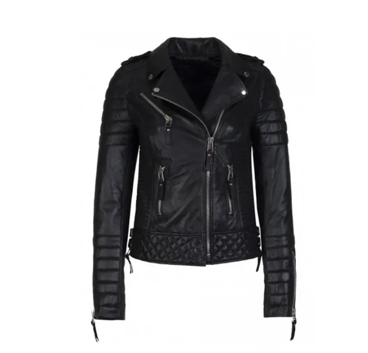 Women 90’s Oversized Black Bomber Leather Jacket Women Biker Black Jacket