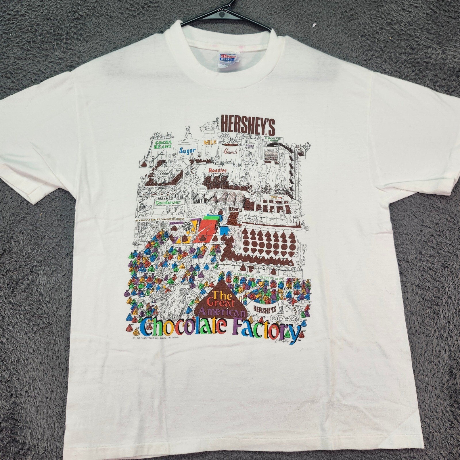 VTG 1991 Hershey’s Chocolate Factory T-Shirt ORIGINAL Sz Lg Statements B Johnson