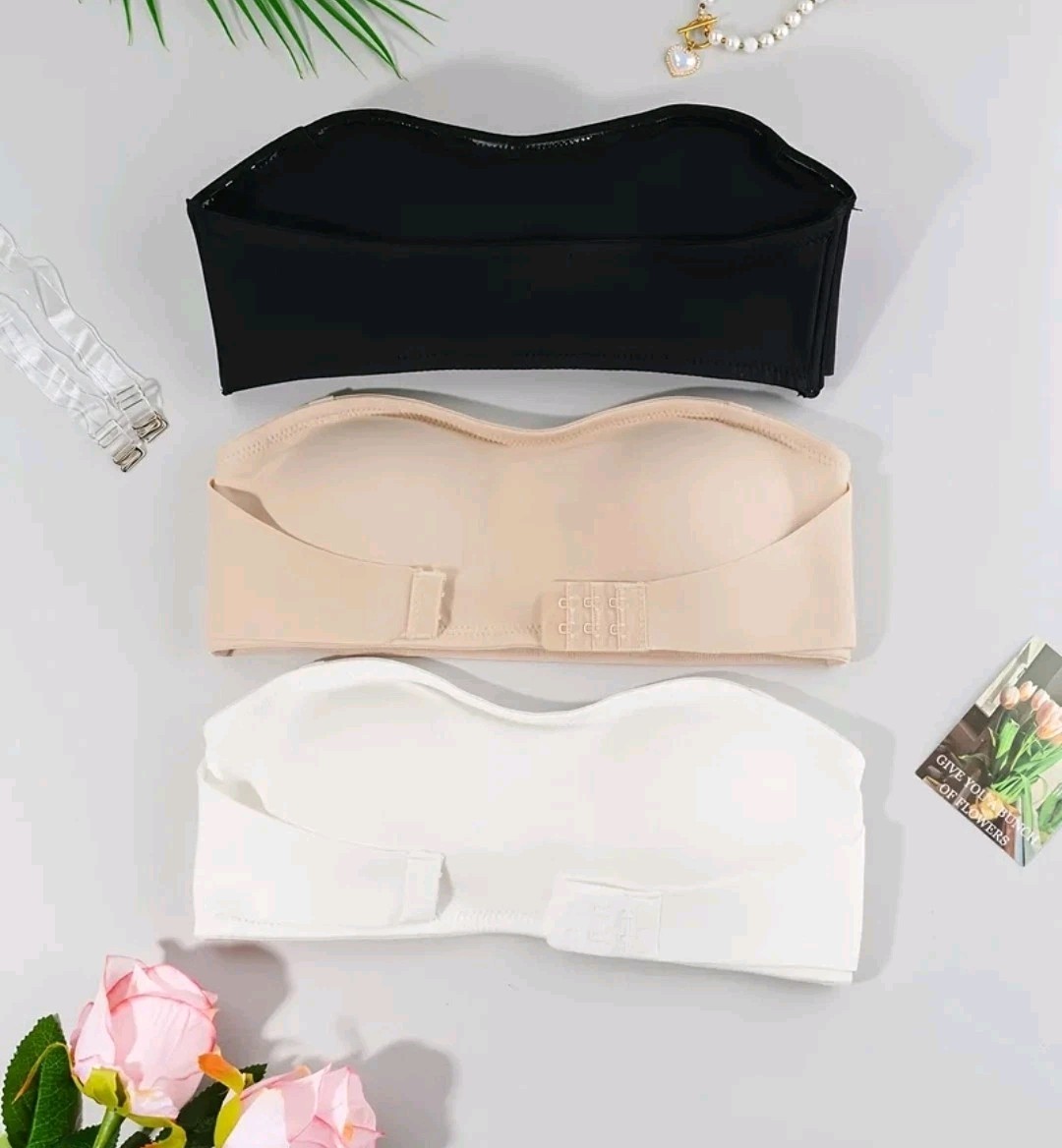 3pcs Detachable Padded Wireless Strapless Bra Women’s Size XL