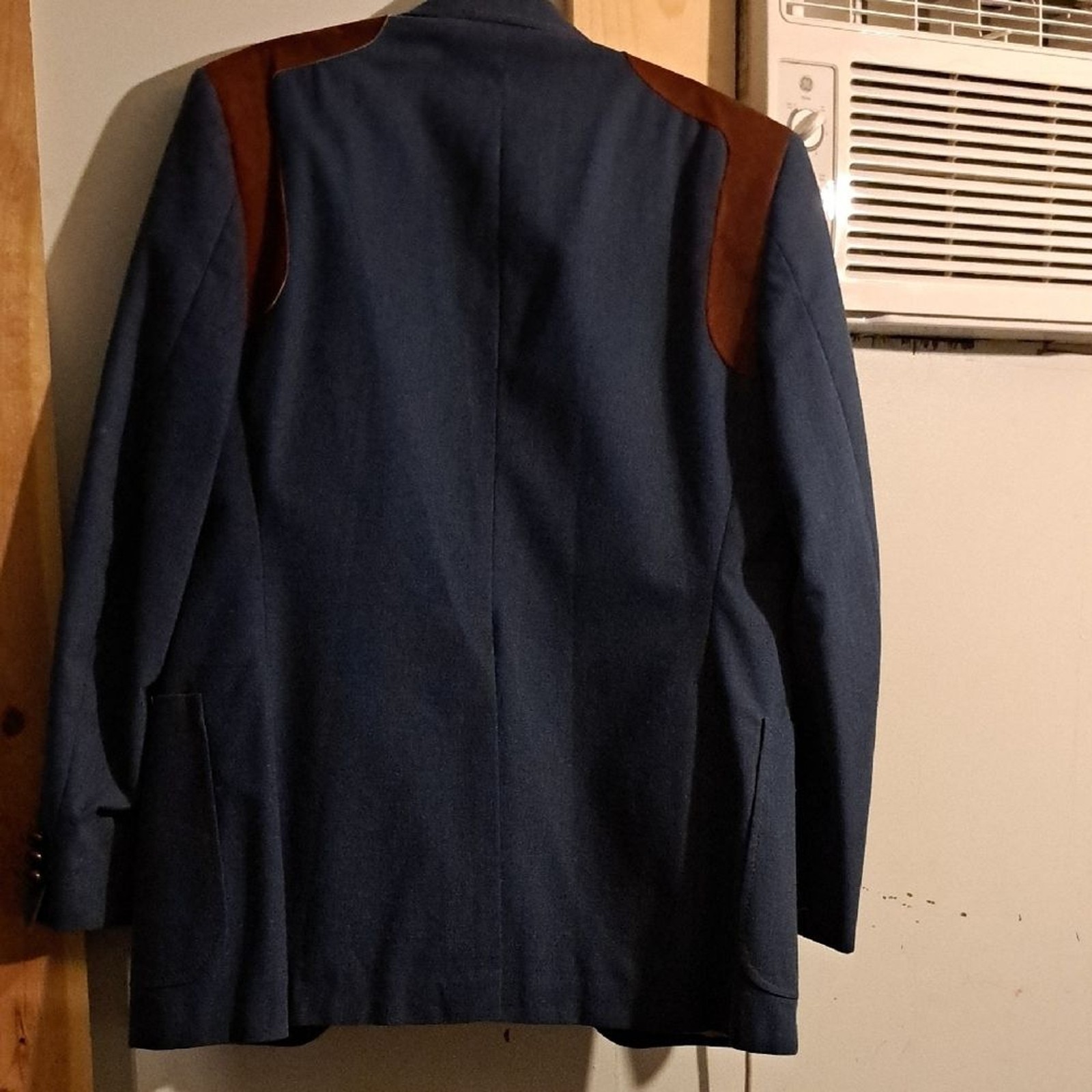 Blue Sport Blazer with Brown Suede Accents by