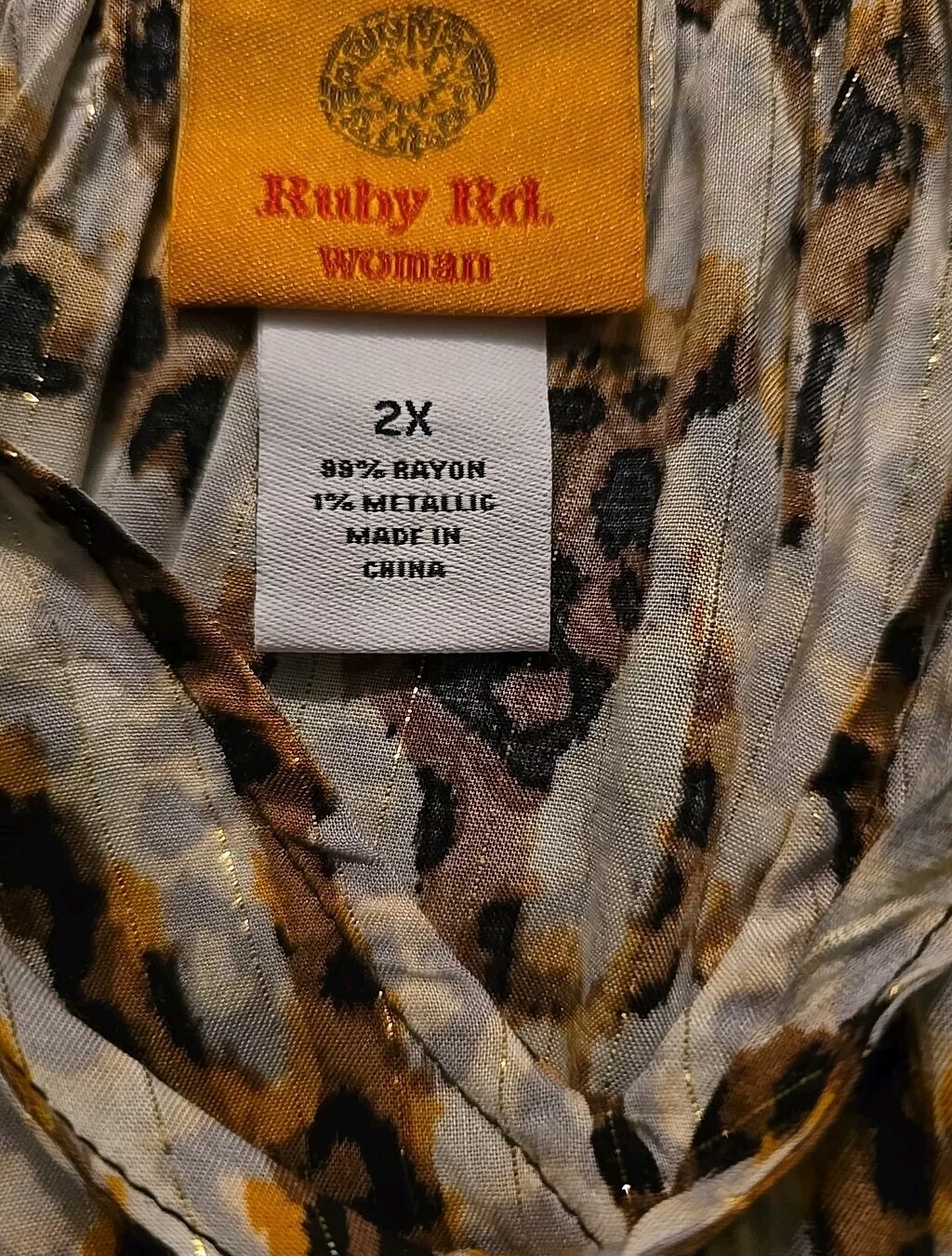 Ruby Rd. woman top SPOT ON Animal Print embellished Gray multi 2x NWT