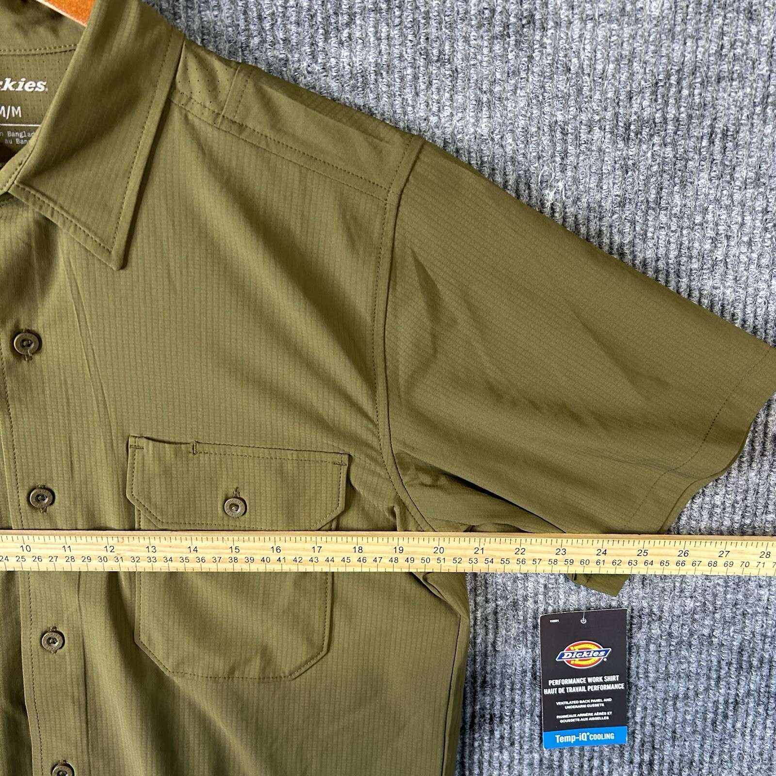 Dickies Button Shirt Mens Medium Temp IQ Green Performance Work