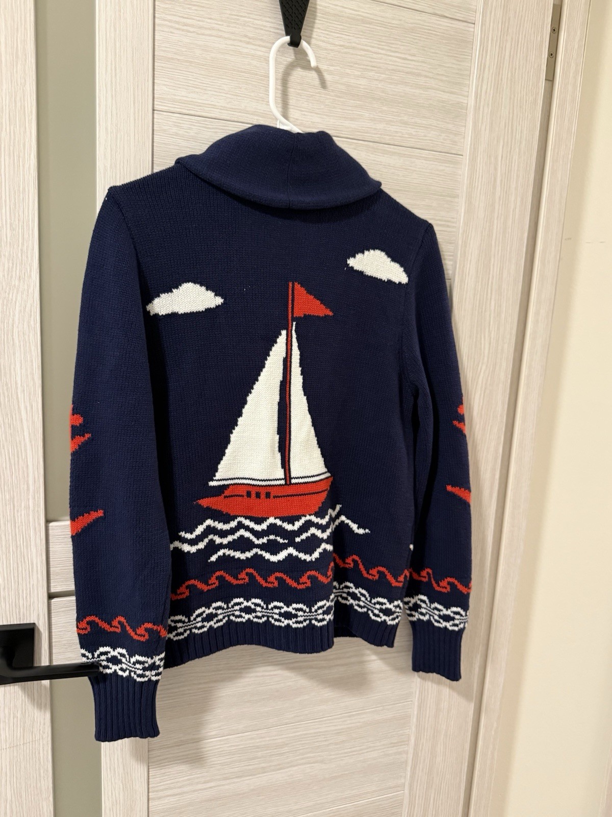 Sailboat Lodge Cardigan in Dark Navy XS