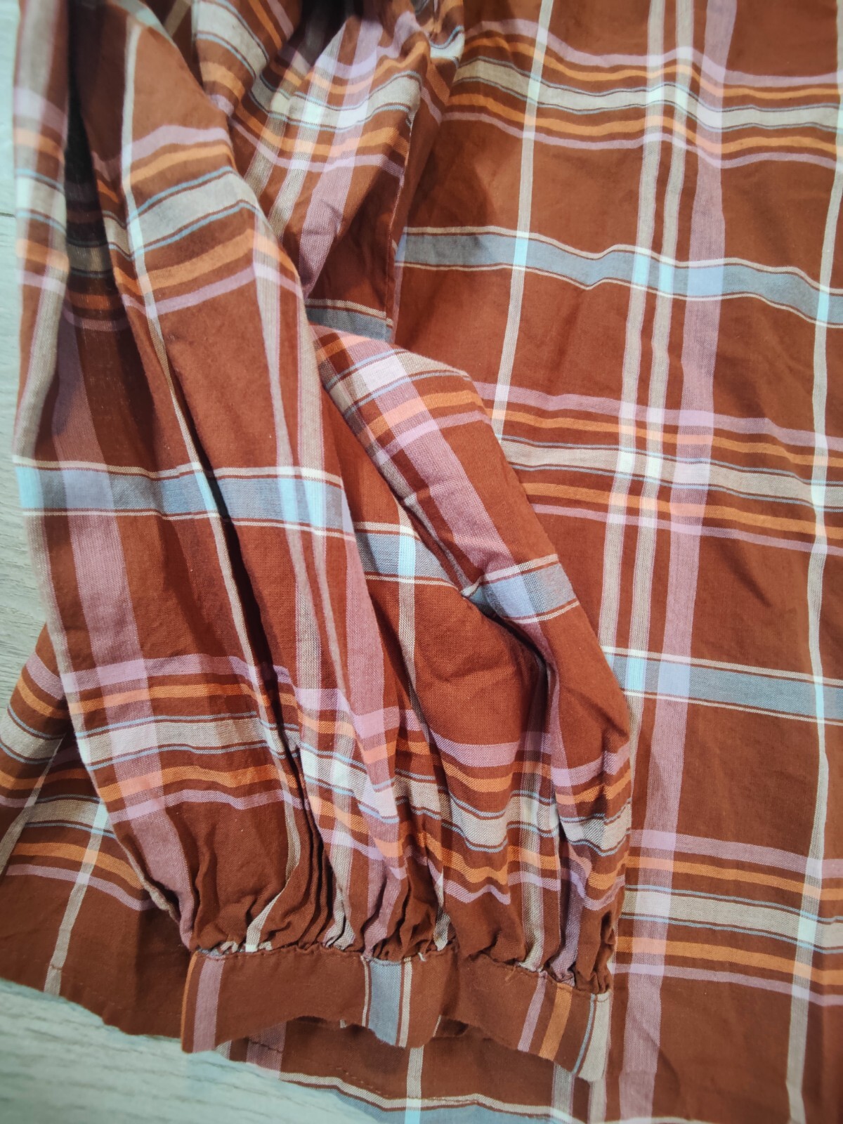 A.N.A Womens 3X Brown Multi Color Front Button Up Plaid Blouse 100%Cotton NWT