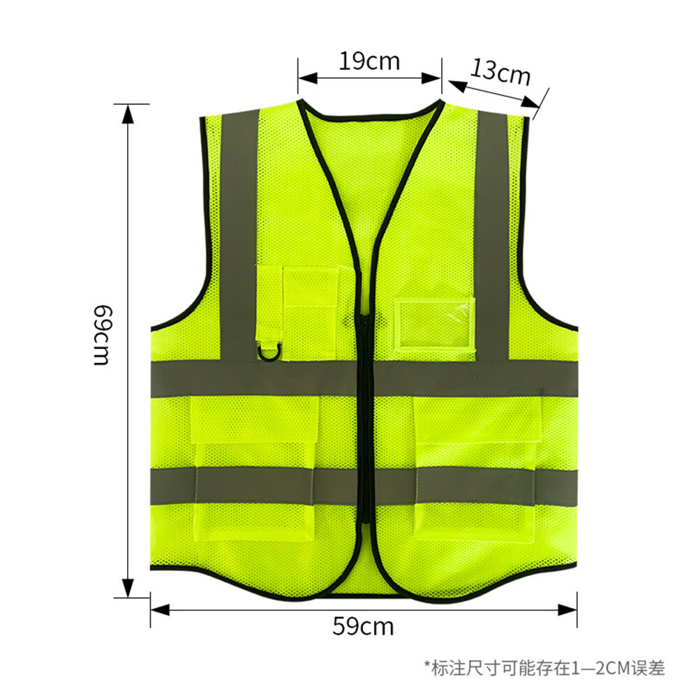 5 Pockets Safety Vest with High Visibility Reflective Stripes 2 Colors Security
