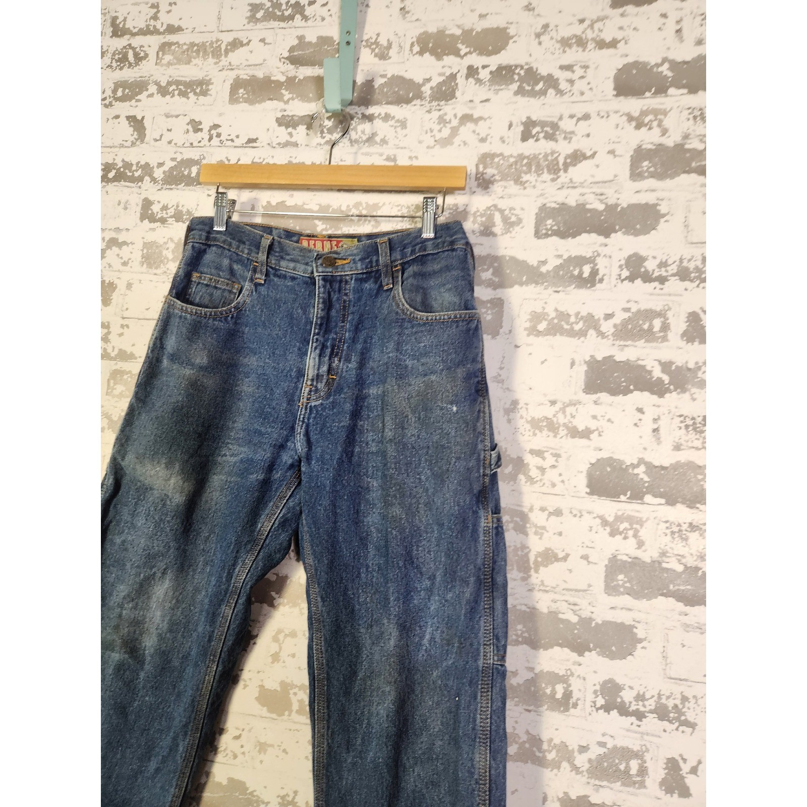 BERNE Mens Carpenter Jeans Size 30×30 Blue Denim Red Flannel Lined Workwear Pant