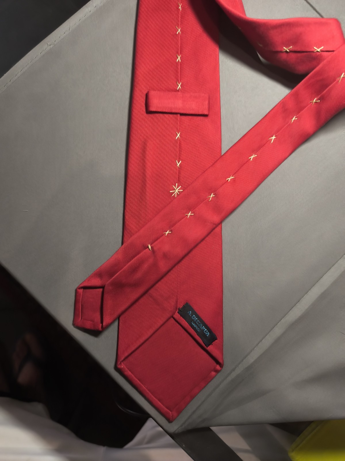 A. Di Capua Napoli – Red Solid Color Cotton Tailored Tie