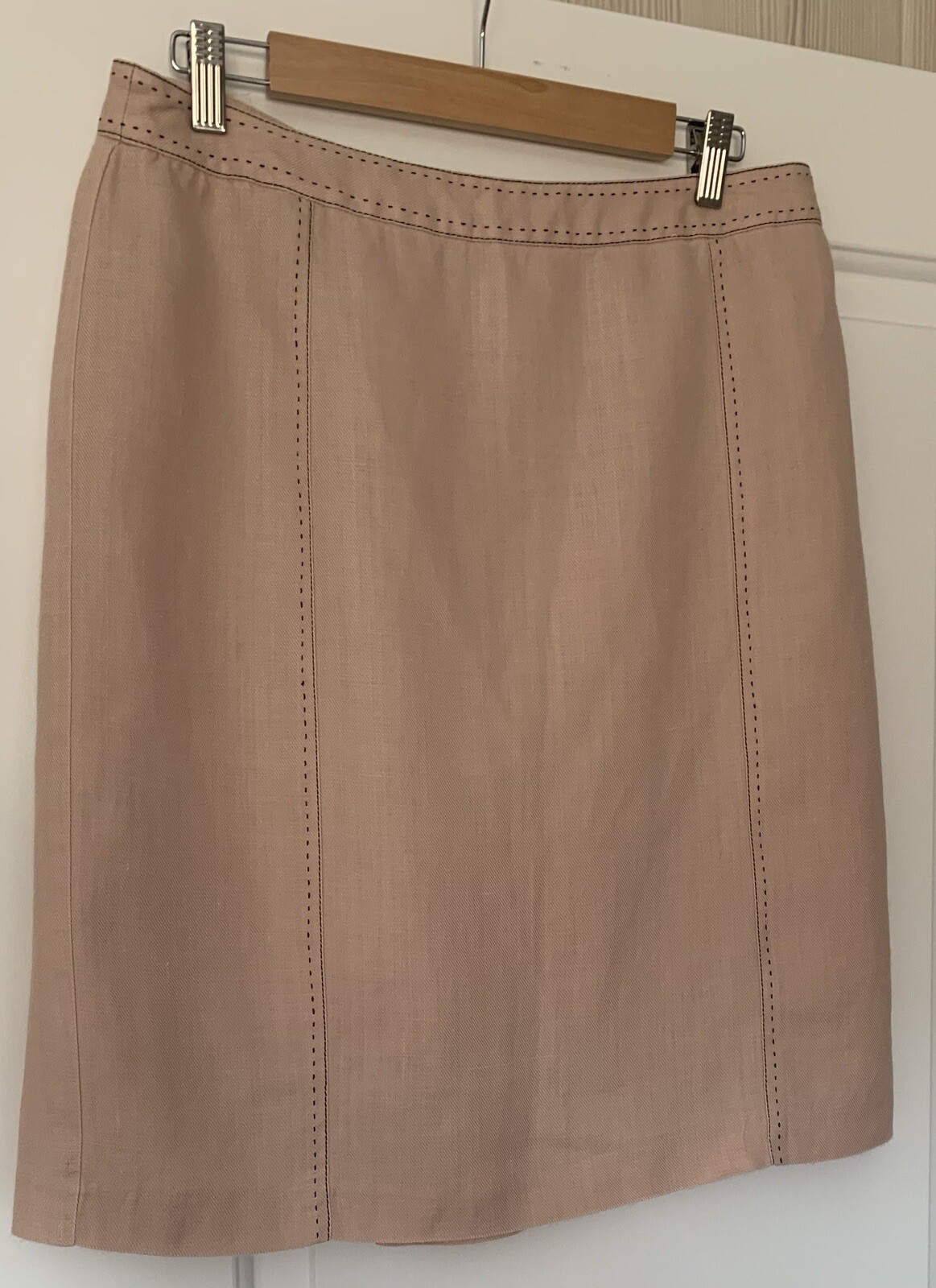 Next Tailoring 100% Ramie Skirt Size 14 Lined Pale Pink Pleated Smart Stylish