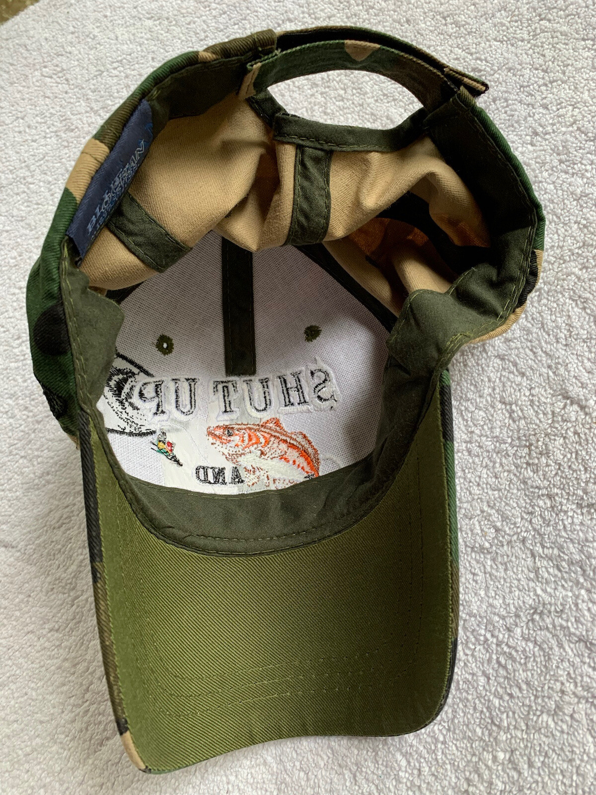 Blue Ocean Hat Cap Redfish Shut Up & Fish Camo StrapBack Embroidered Cotton NEW