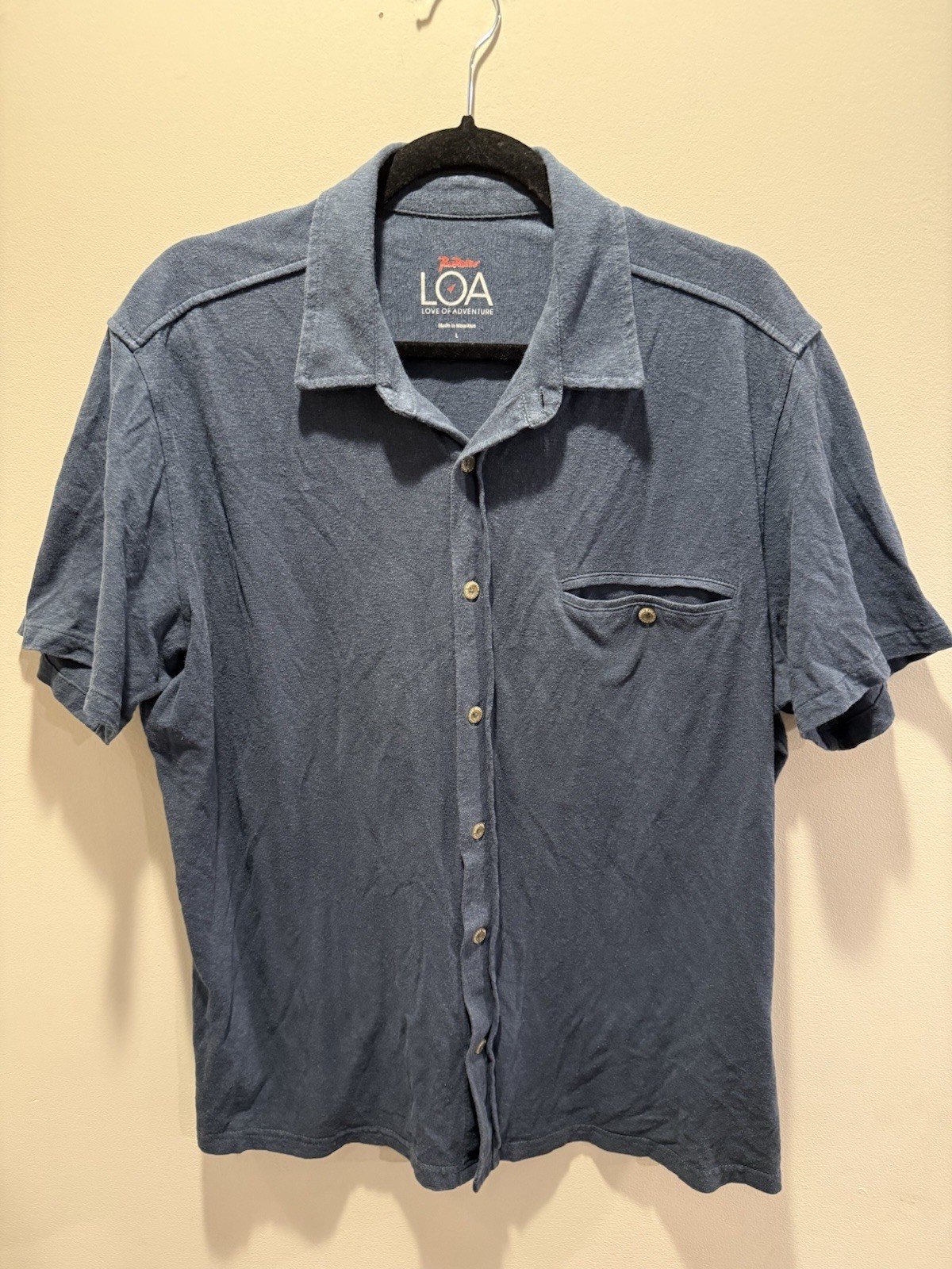 RailRiders LOA Hemp Organic Cotton Camp Shirt Blue Gray L UPF