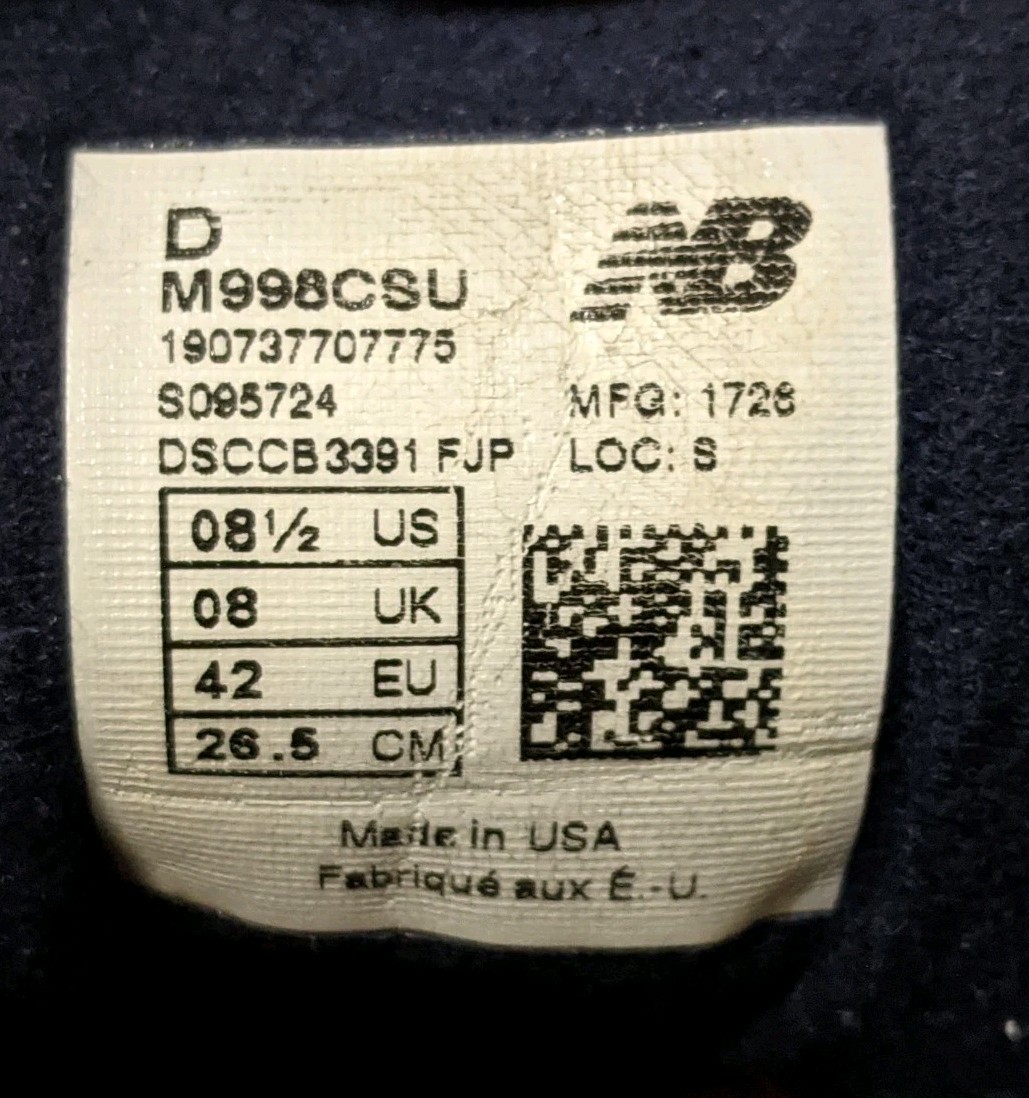 Size 8.5 – New Balance X J. Crew 998CSU Made in USA Hilltop Blues VNDS No Box